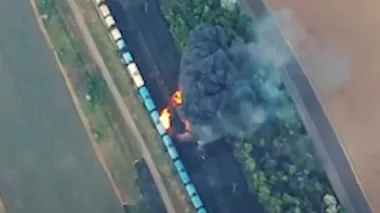 Ukraine's Defence Intelligence destroys Russian fuel train in occupied part of Zaporizhzhia Oblast – video