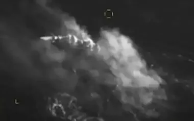Destruction of Russian Black Sea Fleet boat with troops near western coast of Kherson region. VIDEO
