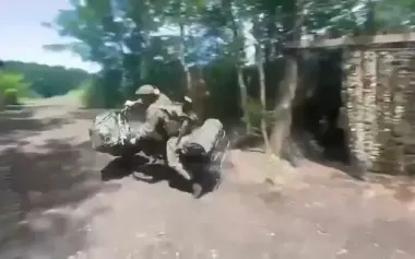 Occupier has lost control of his motorcycle and crashed into bushes while filming video for volunteers. VIDEO