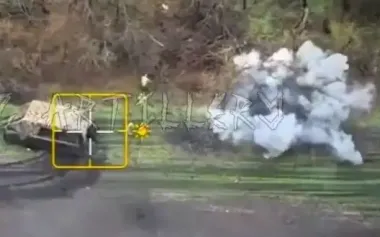 Enemy assault group of six occupiers eliminated during dismount from armored vehicle. VIDEO