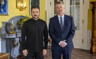 Zelenskyy met with King Frederik X of Denmark during his visit to Copenhagen. PHOTO