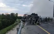 Под Ельцом в России сгорела военная колонна