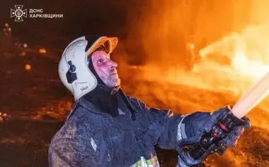 Consequences of massive strike by enemy drones on Chuhuiv: 11 people injured, including two children. Large-scale fire is raging. PHOTOS