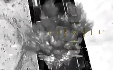 Drone operator destroys occupiers’ pontoon ferry in eastern direction with drop. VIDEO