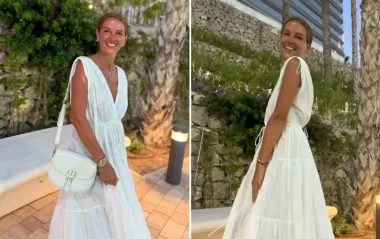 Дружина Решетніка вразила стильним total white "луком": лаконічно й елегантно