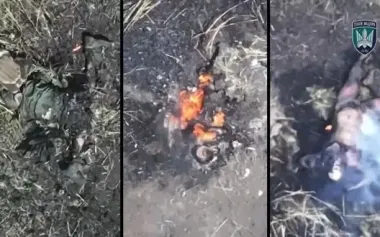 Charred occupiers’ bodies smolder in field after attack by "Birds of Madyar". VIDEO 18+