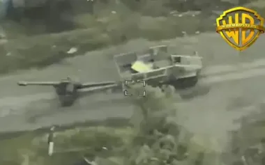 Drones of 414th Brigade burn down enemy MT-LB armed with cannon. VIDEO