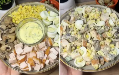 Летний салат с кукурузой и курицей: простой и очень легкий рецепт