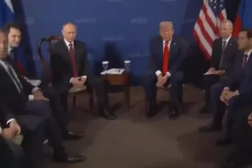 Chaotic scenes at Trump Putin summit as press clamor to ask questions of world leaders