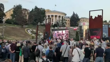 Memory of Parubiy being honored in Kyiv downtown