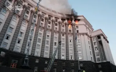 Government building was damaged by enemy attack, and there is currently fire there, - Svyrydenko. PHOTOS