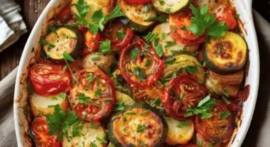 Греческая овощная запеканка: разнообразие цветов и вкусов на вашей тарелке, рецепт