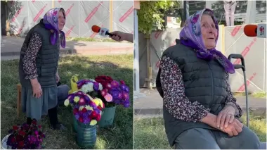 94-летняя украинская бабушка продает цветы на улице, чтобы свести концы с концами (видео)