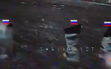 Three occupiers hide in vain in black bags from drone attack. VIDEO