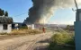 Due to new drone attack by Russian Federation, storage facilities of logistics centre in Kyiv region on fire. PHOTO