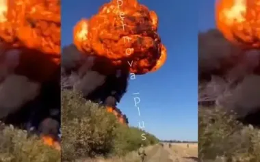 Occupier films explosion of his field fuel and lubricants depot: "Allah Akbar. Bird is in shock.". VIDEO