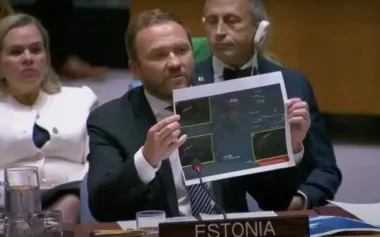 Estonian Foreign Minister Tsahkna presented evidence of Russian aircraft violating Estonian airspace to UN Security Council. PHOTO