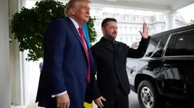 Zelenskyy arrives at White House, met by Trump
