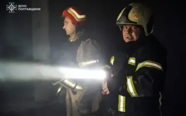 At night, enemy attacked Poltava region with drones: fire broke out at finished products warehouse. PHOTOS