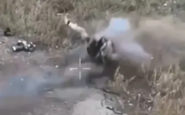 Suicidal occupier thrown into air and hit to ground by grenade planted under his bulletproof vest. VIDEO