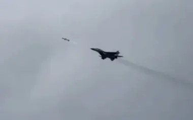 Ukrainian MiG-29 aircraft fires two AGM-88 "HARM" anti-radar missiles at enemy target. VIDEO