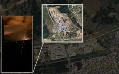 Petrol and diesel production plant is on fire in Russia. PHOTO