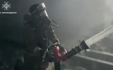 Rescuers extinguish fire after Russian strike in Ivano-Frankivsk region. PHOTOS