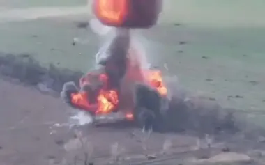 Enemy MT-LB turned into pillar of fire and smoke after strike by Ukrainian drone. VIDEO