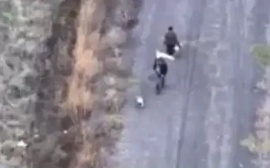 Ruscists killed two civilians and dog walking under white flag in Kharkiv region with drone. VIDEO