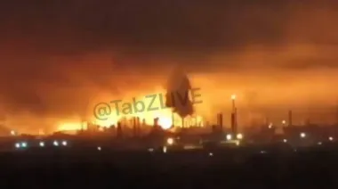Ukrainian drones set Lukoil refinery on fire in Russia's Nizhny Novgorod Oblast
