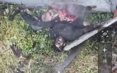 Pair of Ukrainian FPV drones tear apart Russian stormtrooper in Sumy direction. VIDEO 18+