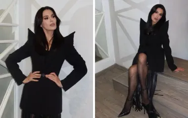 Бахрома та акцентні плечі: Маша Єфросиніна показала стильний total black "лук"