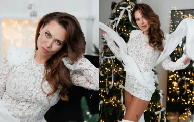 Анна Саліванчук у білій сукні та ботфортах: ідеальний образ на Новий рік 2026