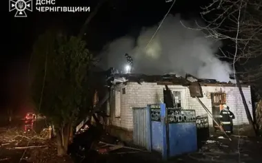 Russian drone attack on Novhorod-Siverskyi: one person injured, homes and SES building damaged. PHOTOS